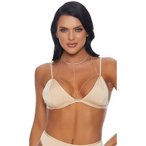 2783 Diamonds Dancing Rhinestone Bra, Gold, O/S
